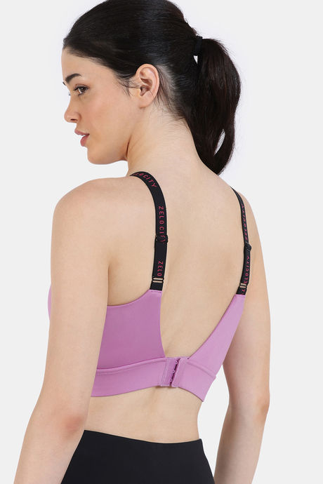 Zelocity Medium Impact Moisture Wicking Sports Bra with Removable Padding - Lavender Herb — image 2